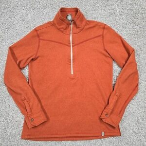 Stio Fleece Pullover Women Small‎ Orange Quarter Zip Long Sleeve Outdoors Hiking